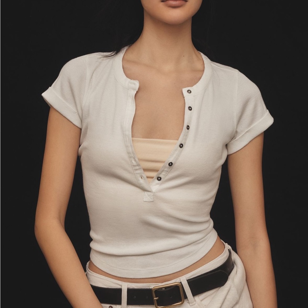 Anthropologie pilcro andie tee top white shirt medium